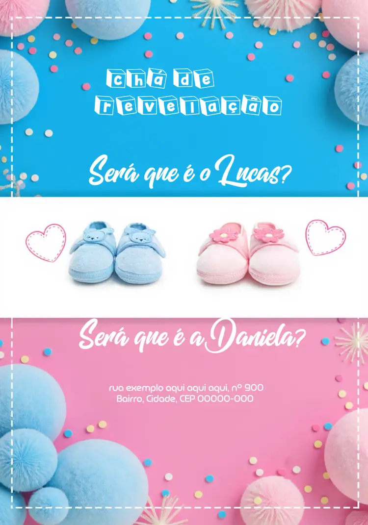 Convite Chá Revelação Menino Ou Menina Azul