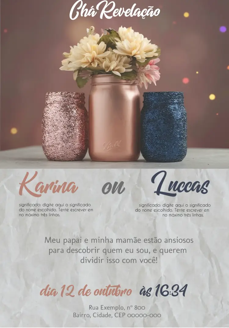 Convite Chá Revelação Menino Ou Menina Branco