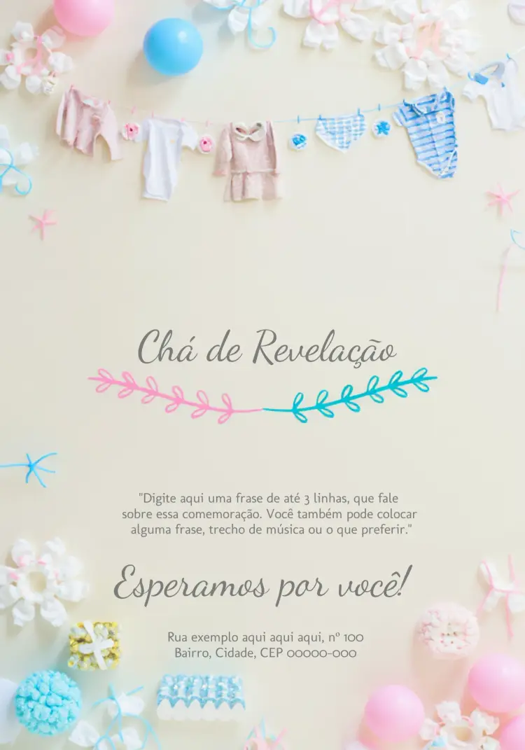 Convite Chá Revelação Menino Ou Menina Cinza