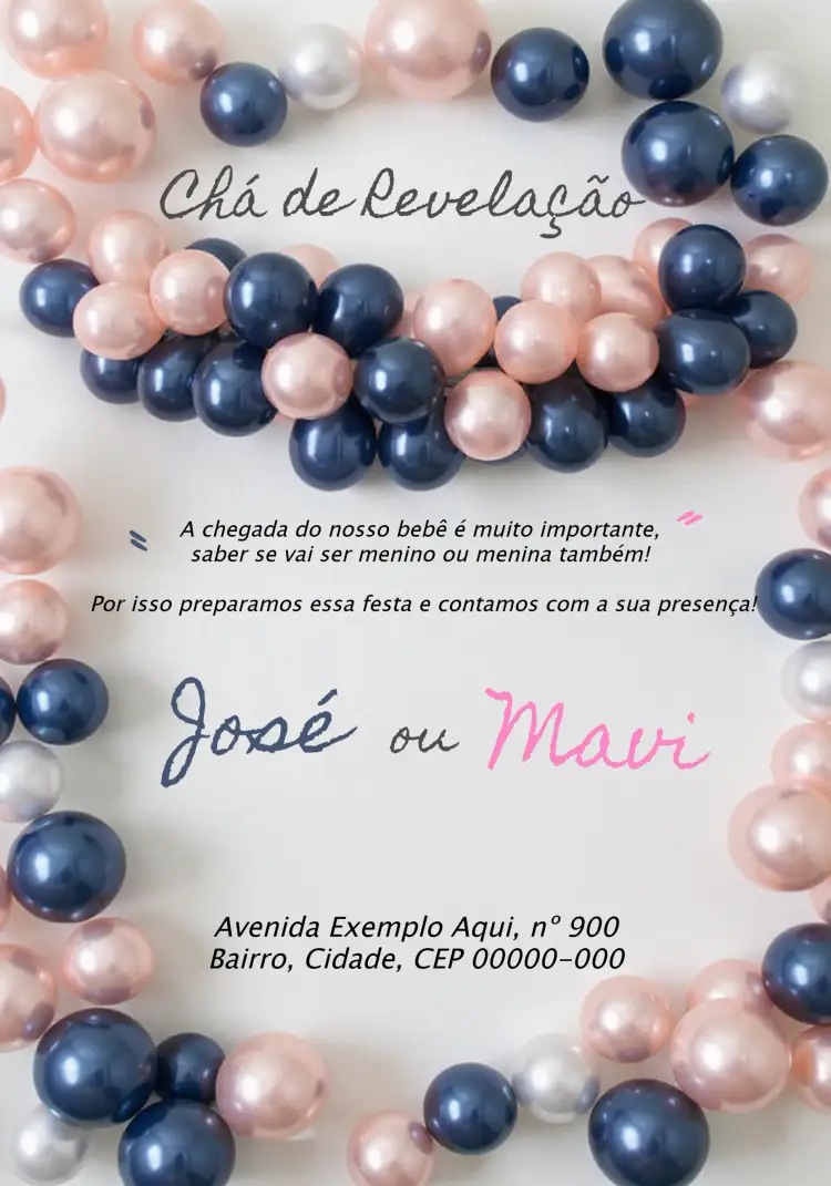 Convite Chá Revelação Menino Ou Menina Delicado – tema Chá Revelação delicado, colorido, minimalista, moderno, infantil