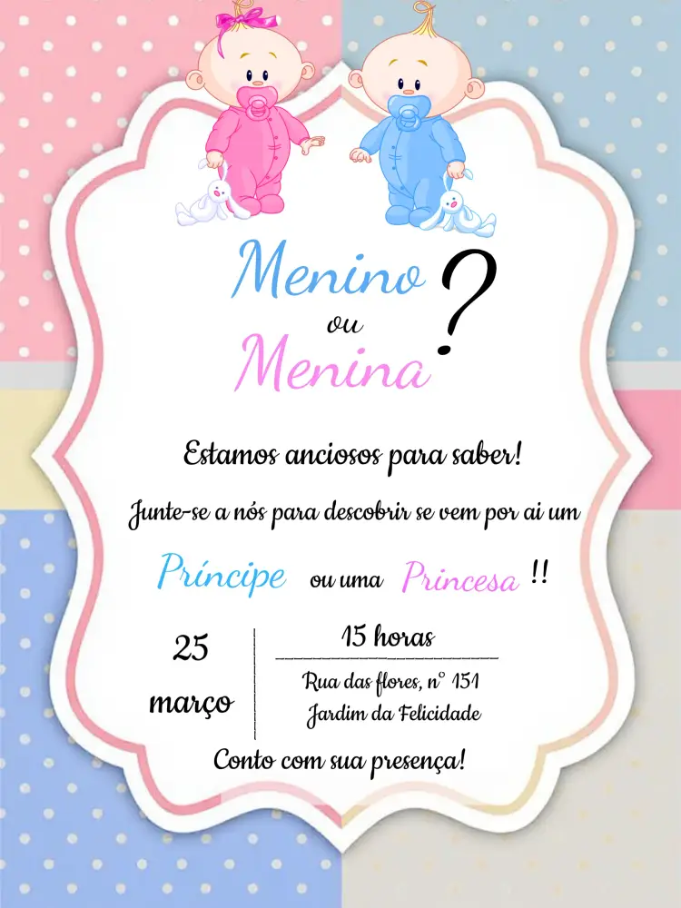 Convite Chá Revelação Menino Ou Menina Fraldas