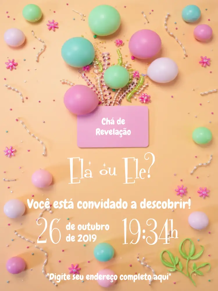 Convite Chá Revelação Menino Ou Menina Simples – tema Chá Revelação delicado, simples, minimalista, azul e rosa, festa de bebê, sapatinhos