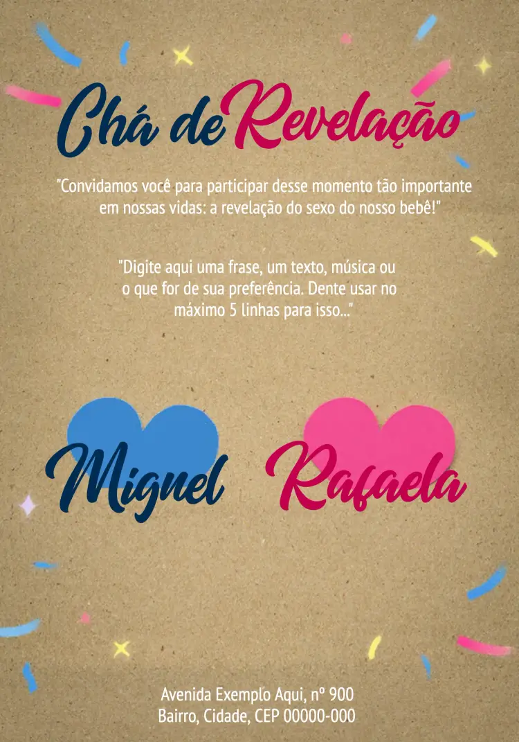 Convite Chá Revelação Menino Ou Menina Simples