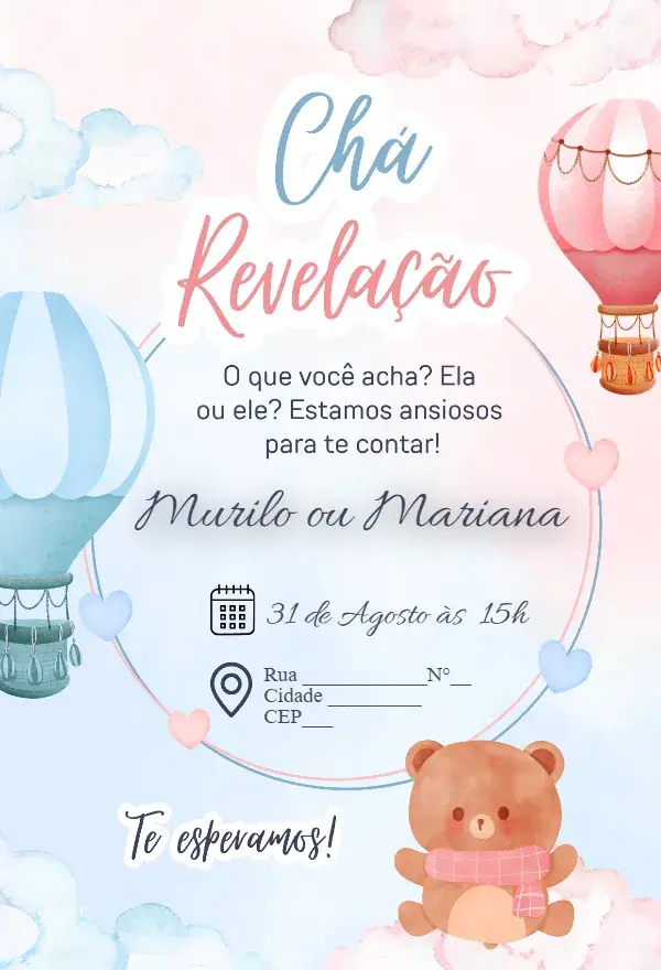 Gender Reveal Tea Party - Clouds invitation