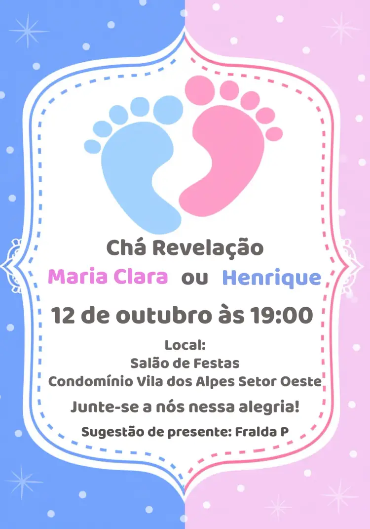Convite Chá Revelação Pezinhos