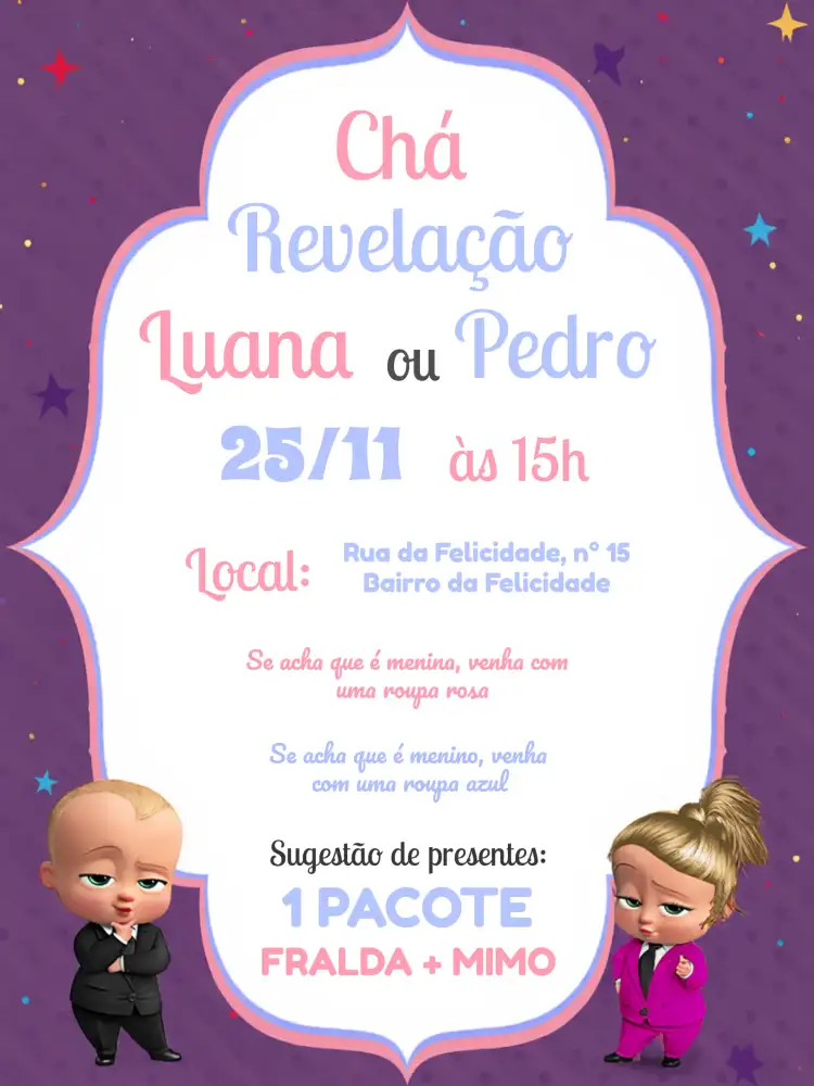 Chá Revelação Poderoso Chefinho Branco