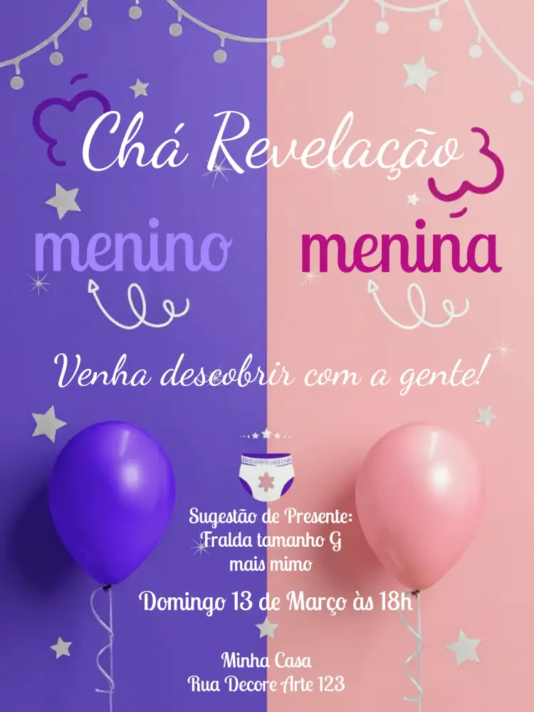 Convite Chá Revelação Rosa