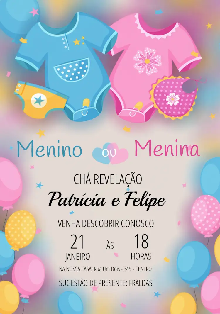 Chá Revelação Rosa Azul Ursinhos