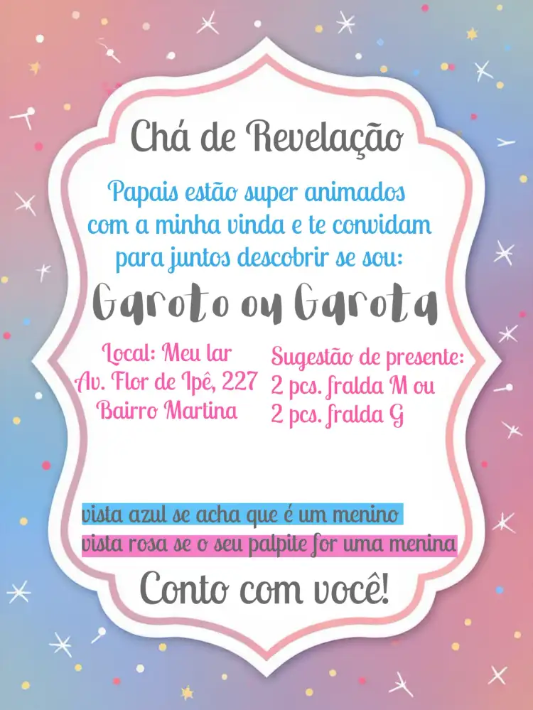 Chá Revelação Rosa E Azul Digital