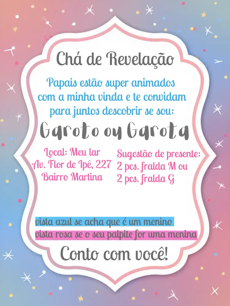 Convite Chá Revelação Rosa E Azul Digital – tema Chá Revelação rosa e azul, ursinhos, minimalista, moderno, divertido, alegre