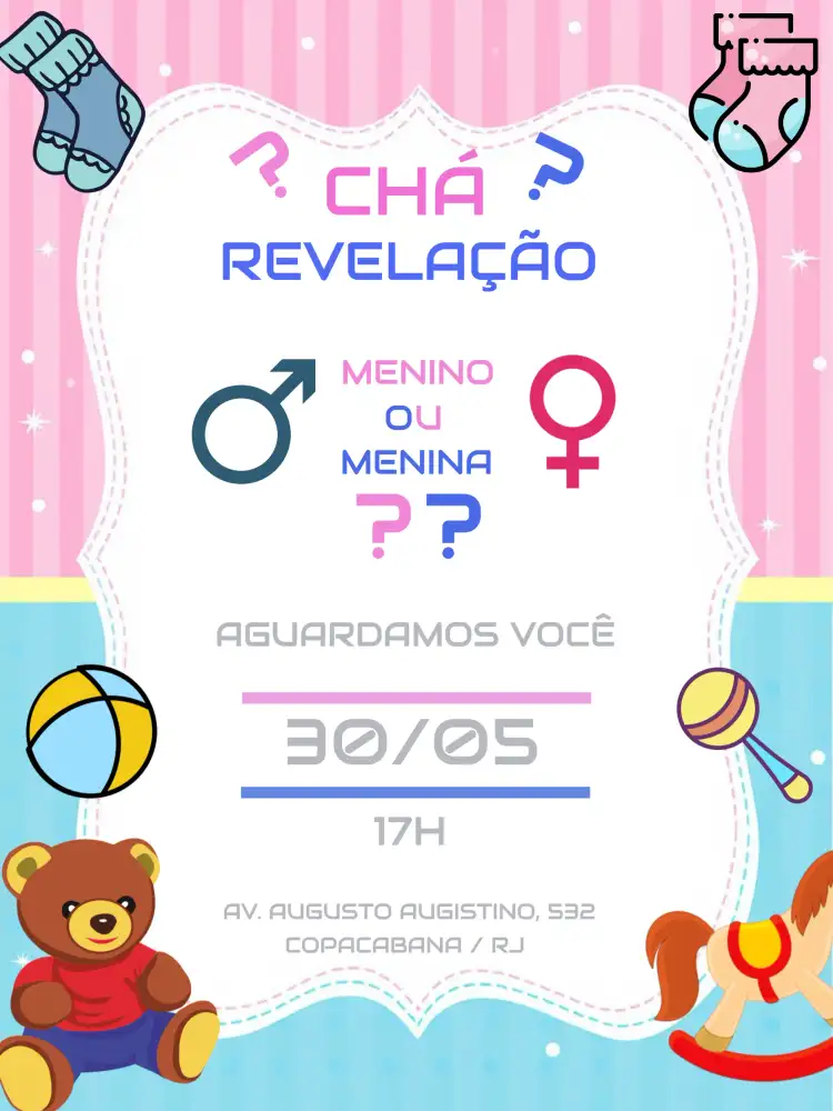 Chá Revelação Rosa E Azul Menina