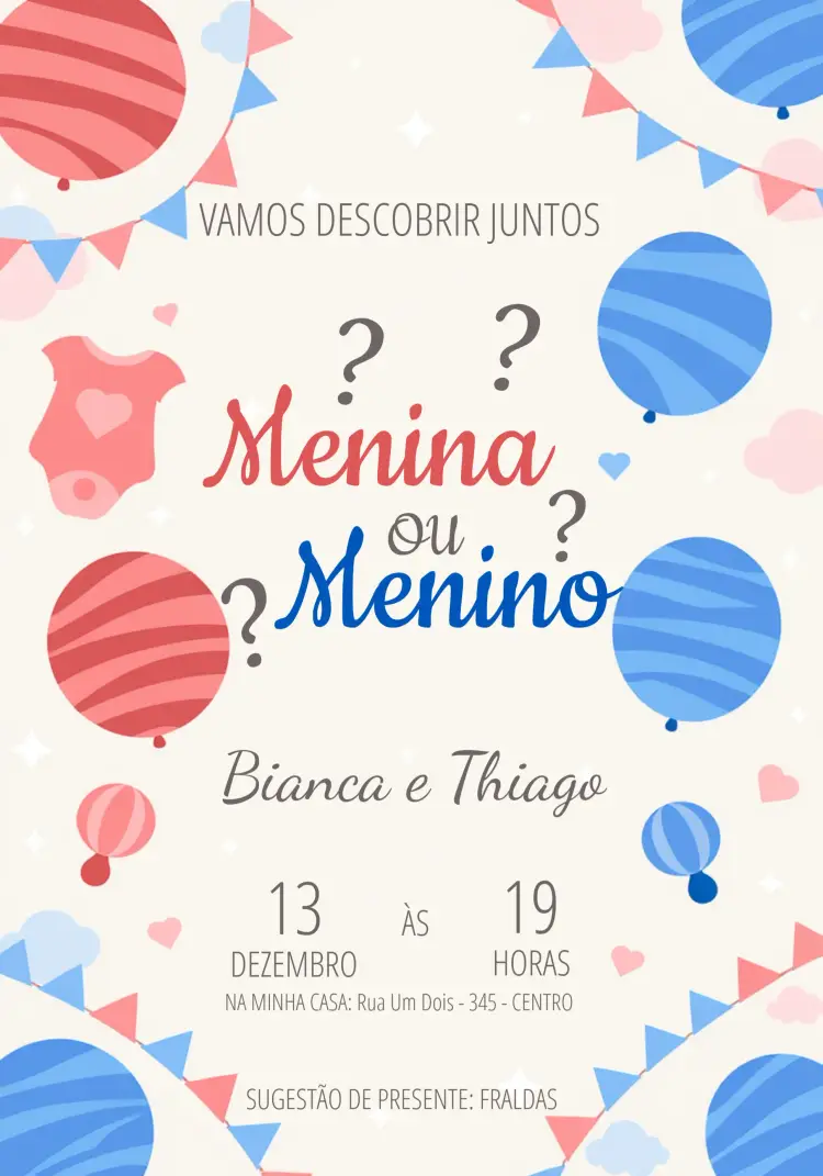Convite Chá Revelação Sugestãodepresente