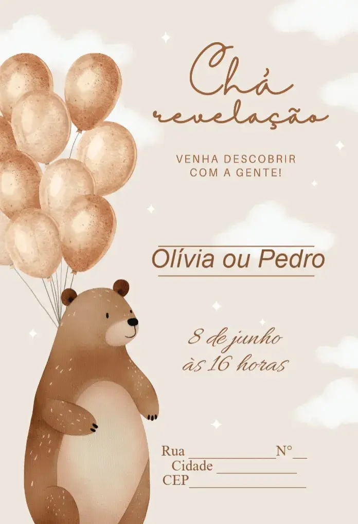 Gender Reveal Tea - Teddy Bear invitation