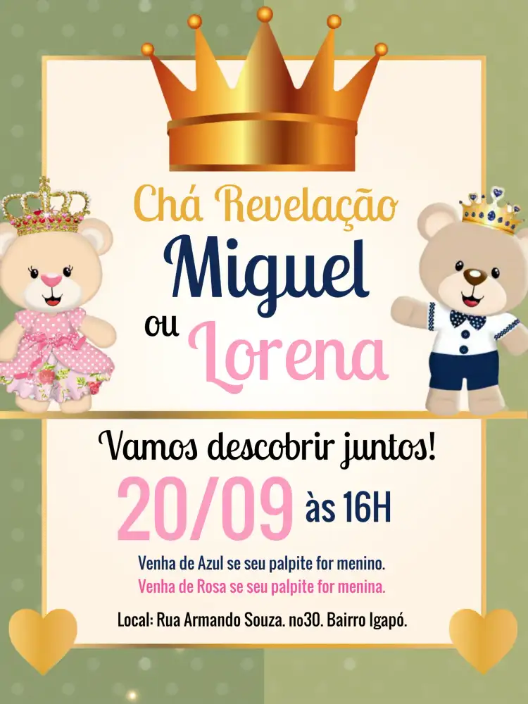 Chá Revelação Ursinho Príncipe E Ursinha Princesa Azul