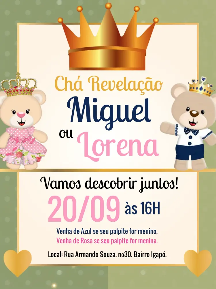 Convites de chá revelação para personalizar
