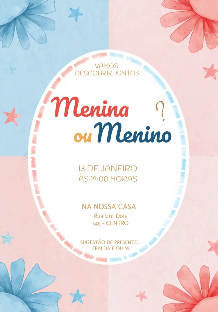 Convite Chá Revelação Ursinhos