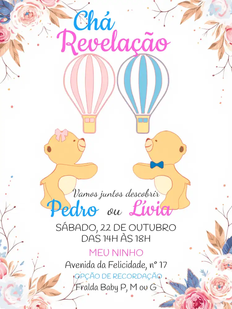 Chá Revelação Ursinhos Baby