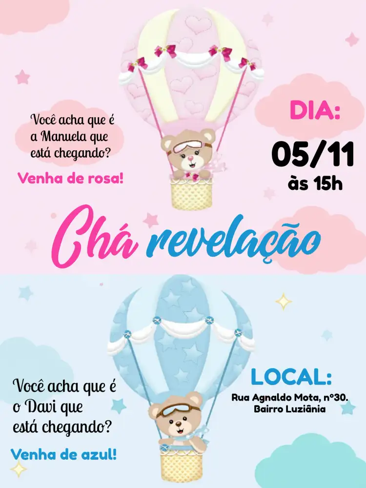 Chá Revelação Ursinhos Baloeiros Balão