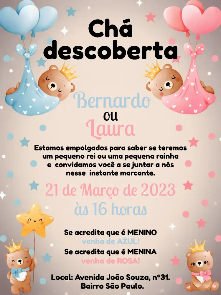 Chá Revelação Ursinhos Baloeiros Branco