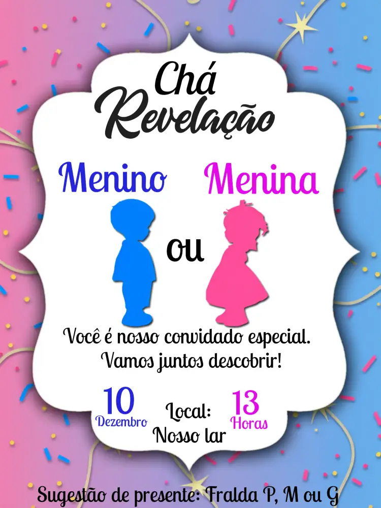 Convite Chá Revelação Ursinhos Branco