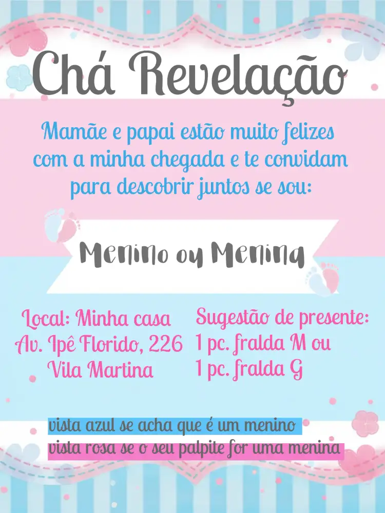 Convite Chá Revelação Ursinhos De Bebê – tema Chá Revelação fofo, colorido, moderno, divertido, infantil