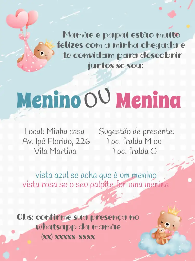 Chá Revelação Ursinhos Menino