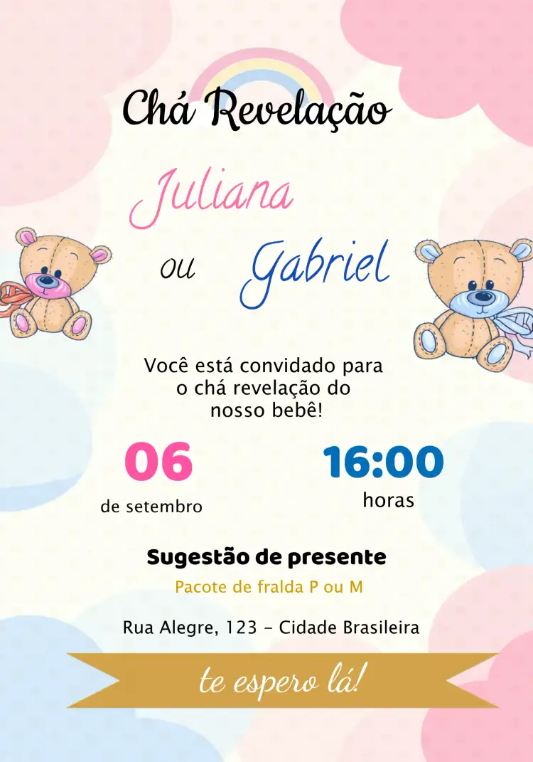 Chá Revelação Ursinhos Preto