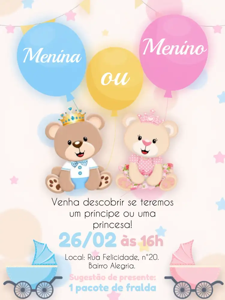 Chá Revelação Ursinhos Realeza Azul