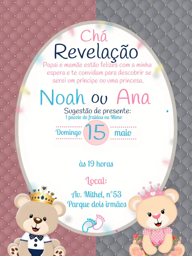 Chá Revelação Ursinhos Realeza Urcinhos