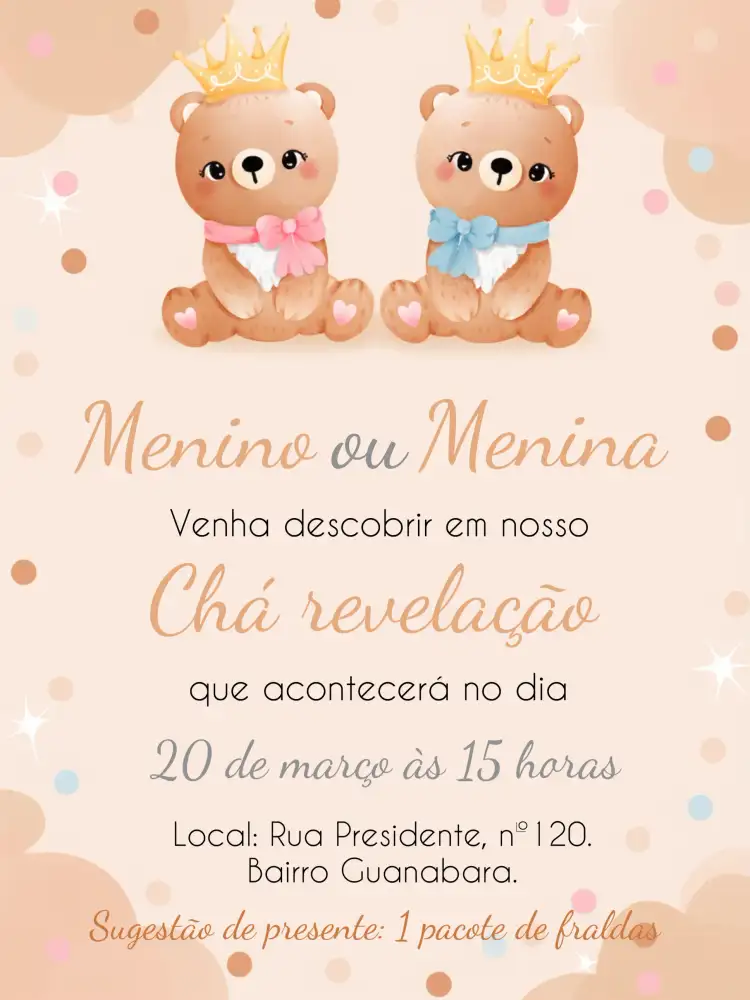 Chá Revelação Ursinhos Revelacao