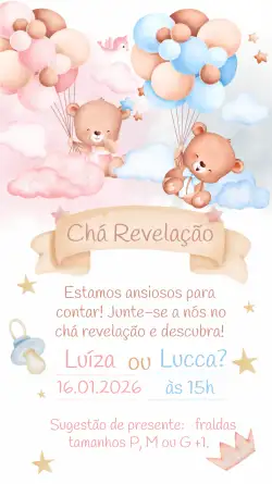 Chá Revelação Ursinhos Urso