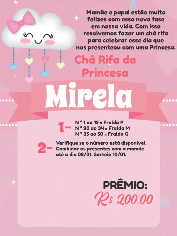 Convite Chá Rifa Chuva De Amor /