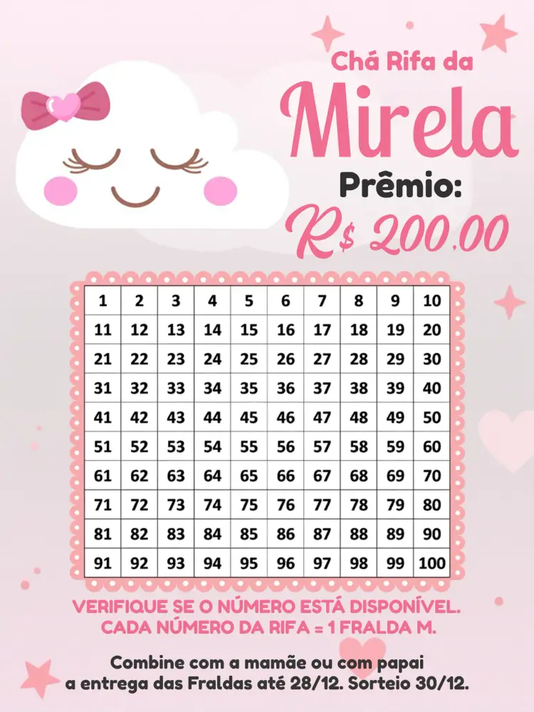 Convite Chá Rifa Chuva De Amor Bebê