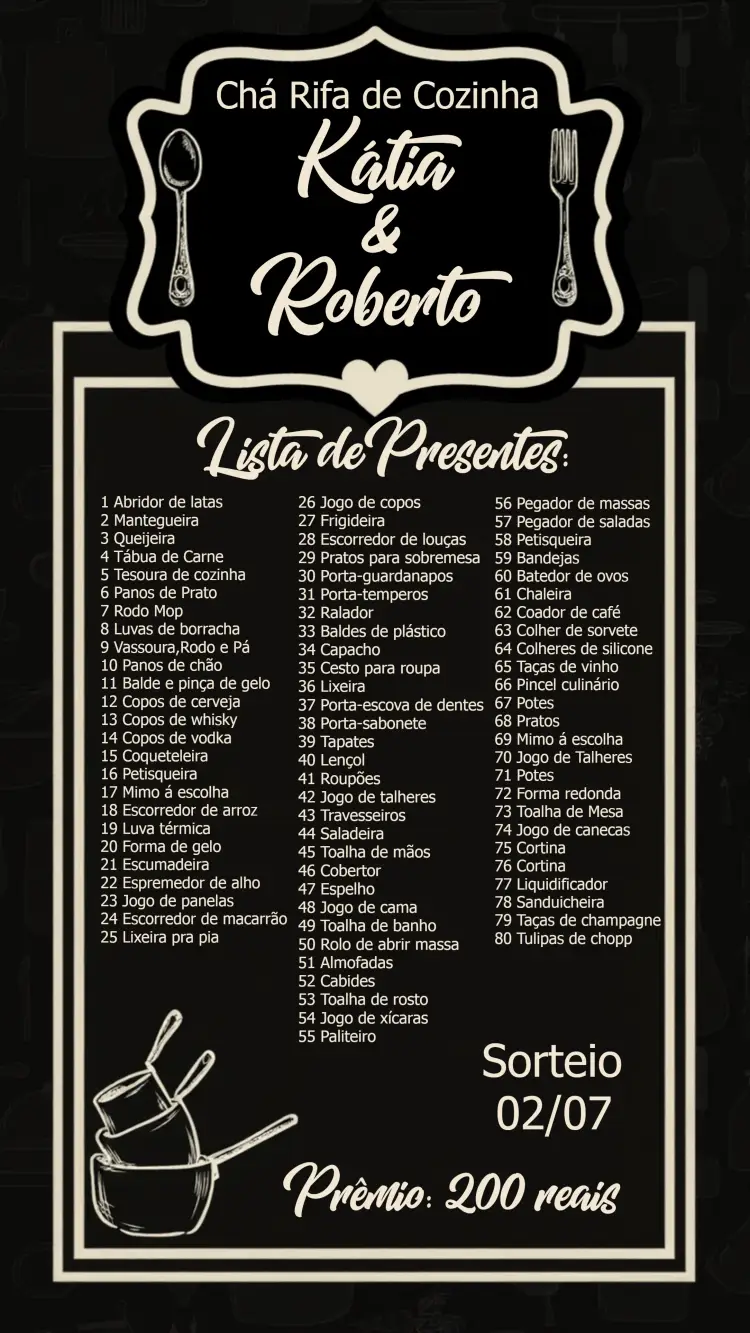 Convite Chá Rifa De Cozinha Cinza