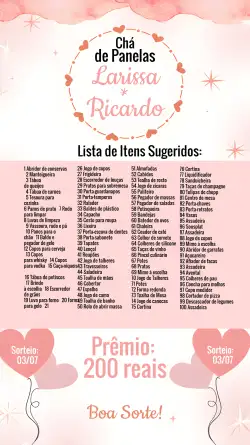 Chá Rifa De Cozinha Corações Salmão