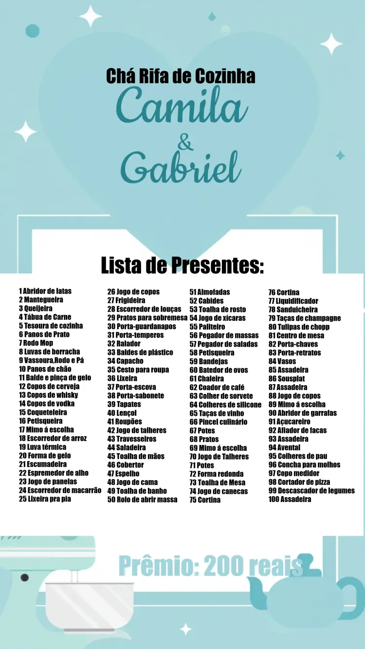Convite Chá Rifa De Cozinha Cozinha/panela