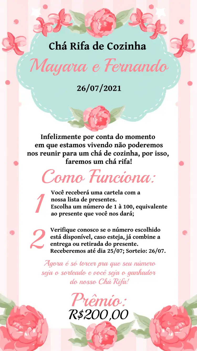 Convite Chá Rifa De Cozinha Floral Preto – tema Chá de Panela floral, moderno, elegante, preto, vibrante, sophisticated