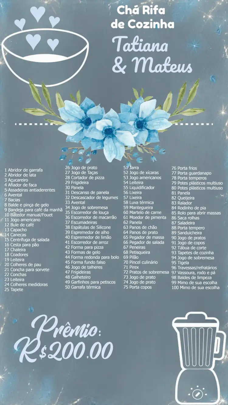 Convite Chá Rifa De Cozinha Floral Quadro Negro Verde – tema Chá de Panela floral, quadro negro, verde, moderno, aconchegante, rústico