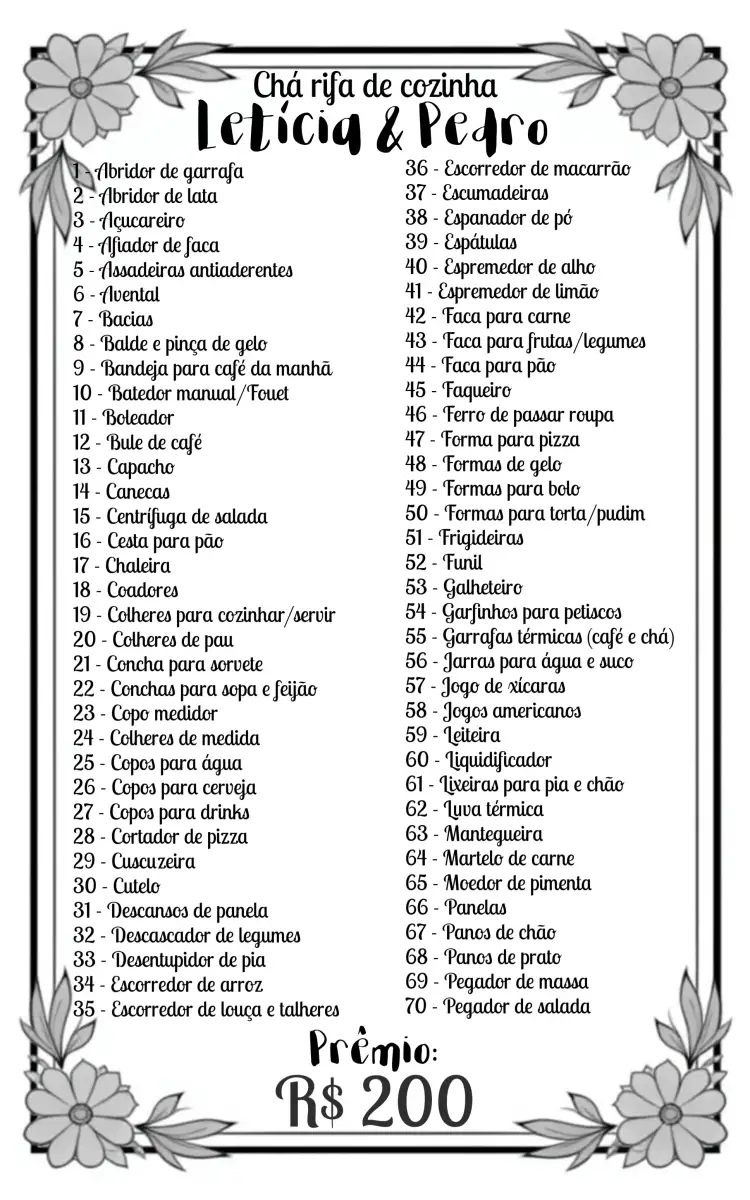 Convite Chá Rifa De Cozinha Panela – tema Chá de Panela rosa, rouge, vinho, branco, colorido, moderno