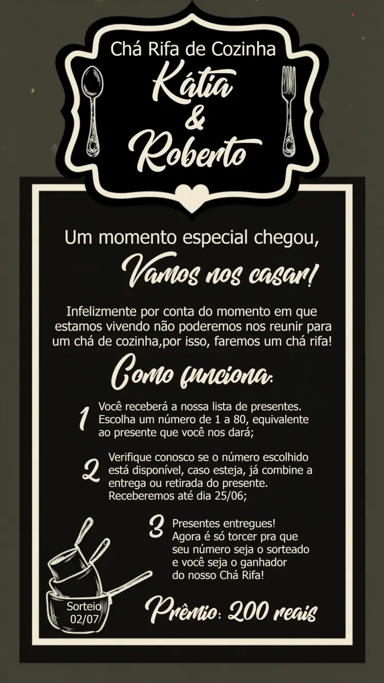 Convite Chá Rifa De Cozinha Panela
