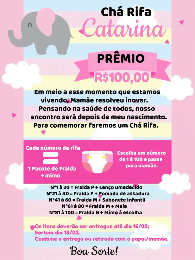 Chá Rifa De Fraldas Elefantinha Rifa/chá