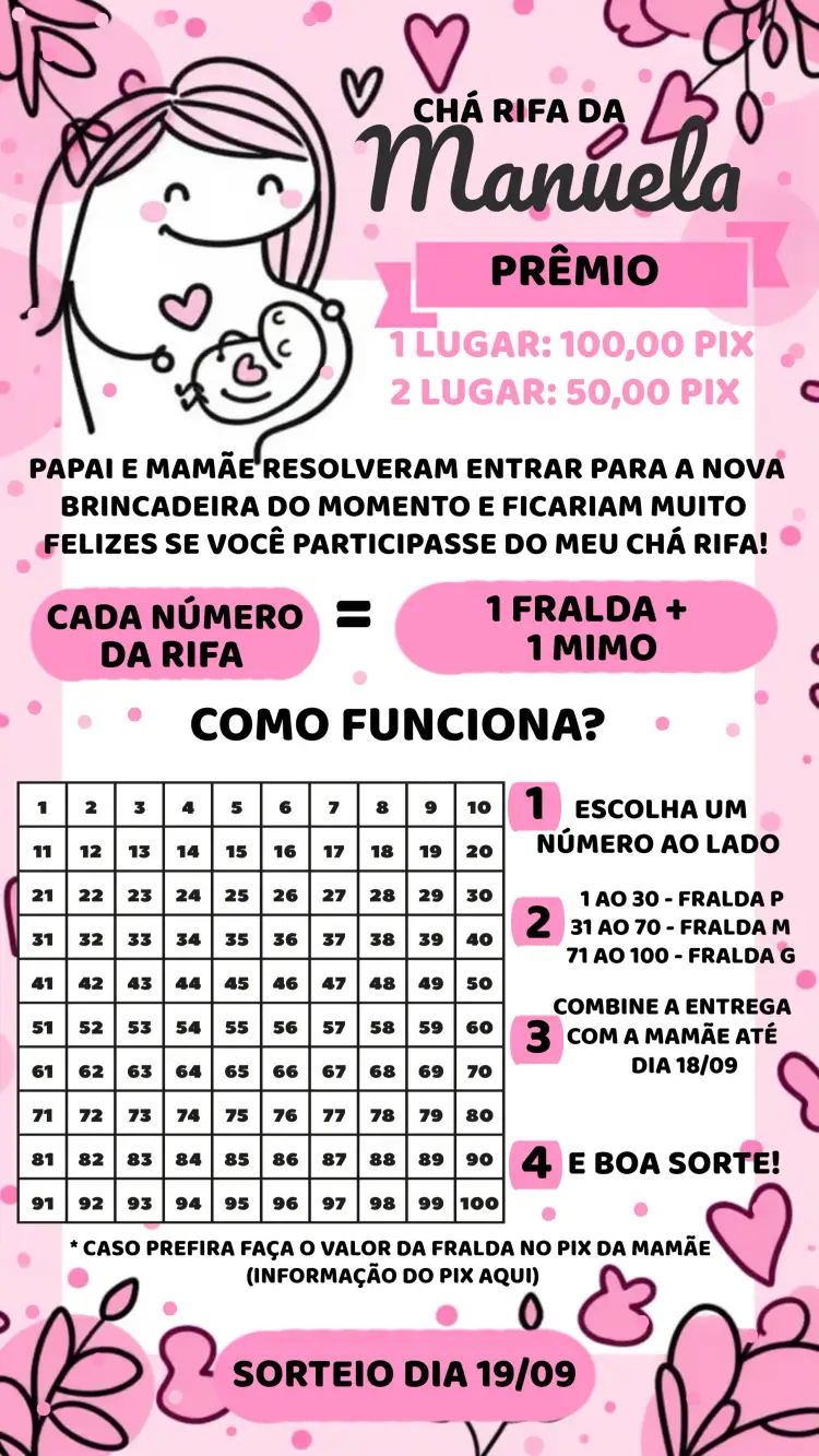 Convite Chá Rifa Flork Cha – tema Chá Rifa moderno, divertido, bento, colorido, meme, jovem