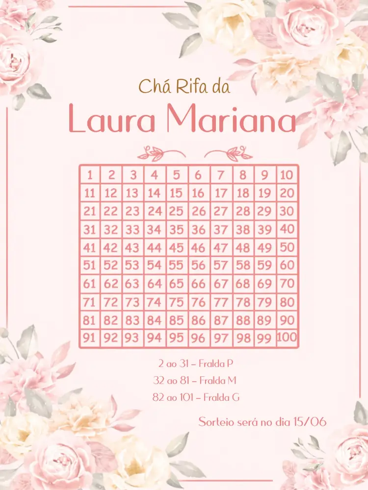 Convite Chá Rifa Fraldas Floral Cha