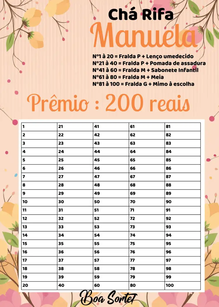 Chá Rifa Girafa Lista De Participantes Lilás
