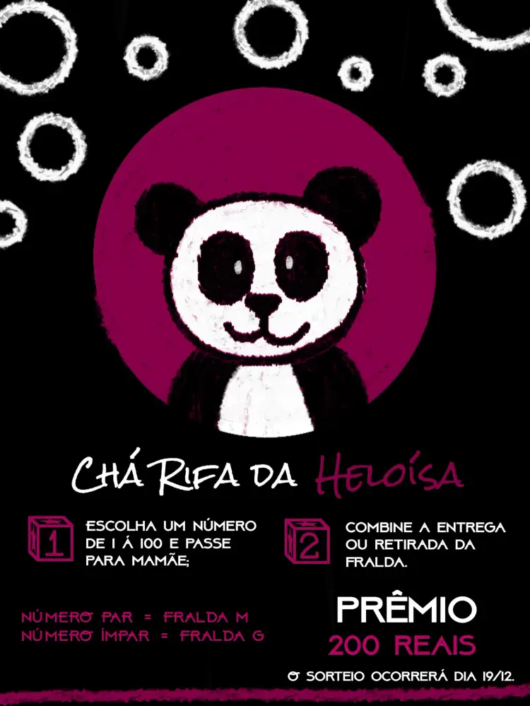 Convite Chá Rifa Panda Ursinho