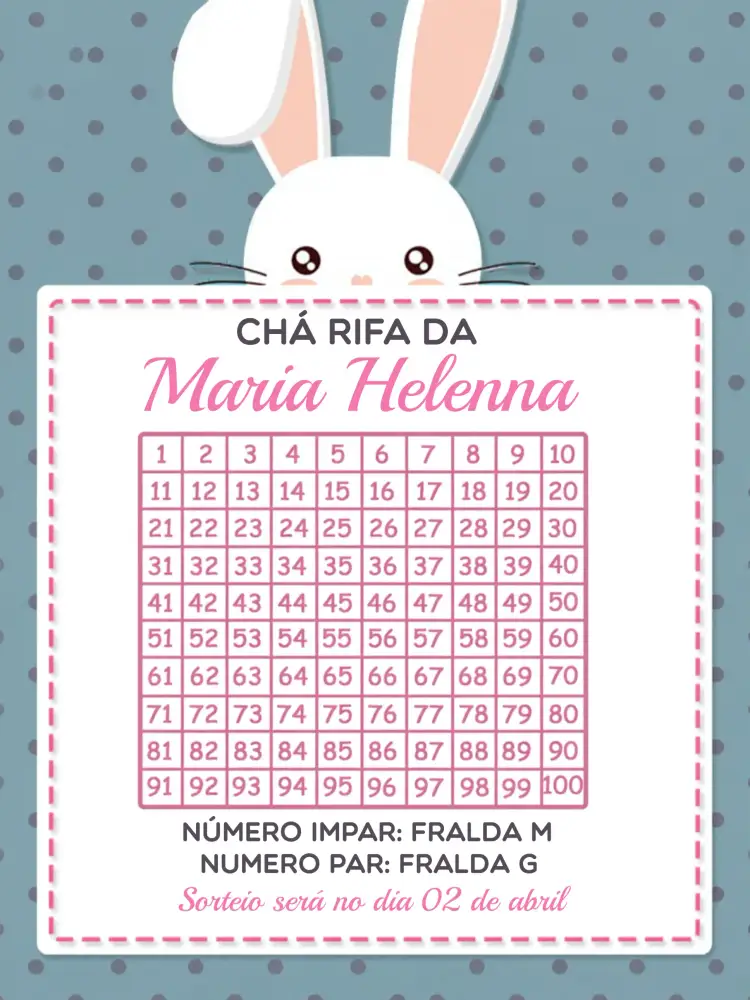 Convite Chá Rifa Páscoa 1 – tema Chá Rifa floral, colorido, romântico, moderno, infantil