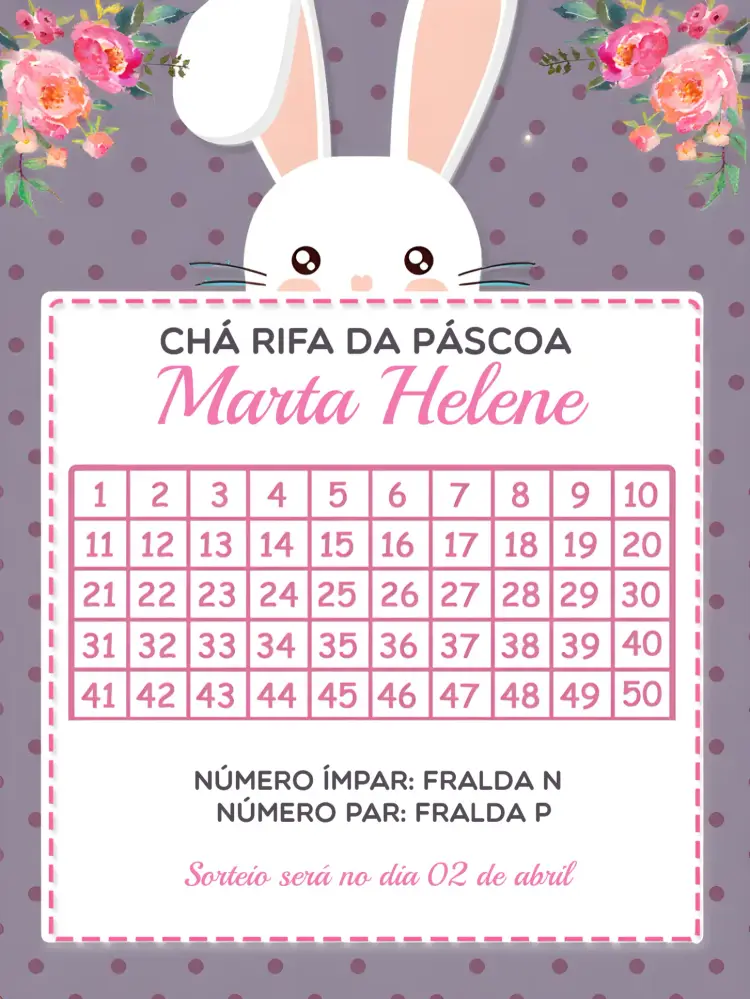Convite Chá Rifa Páscoa Cha
