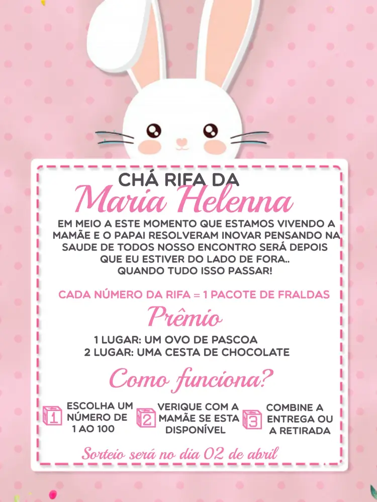 Convite Chá Rifa Páscoa Colorido