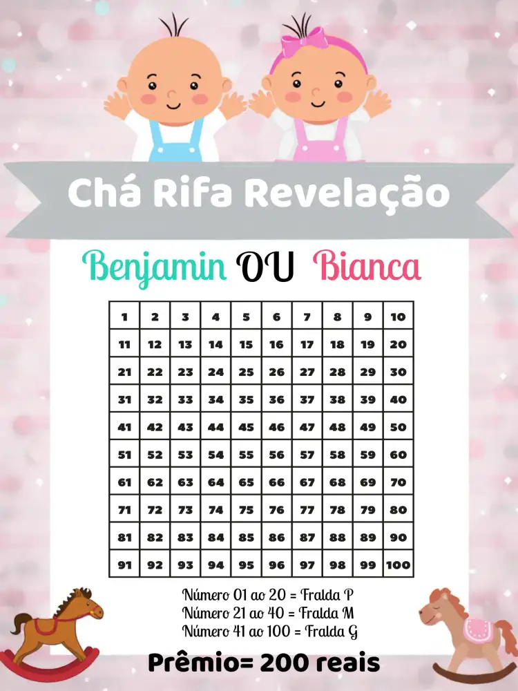 Chá Rifa Revelação Bebês Ou