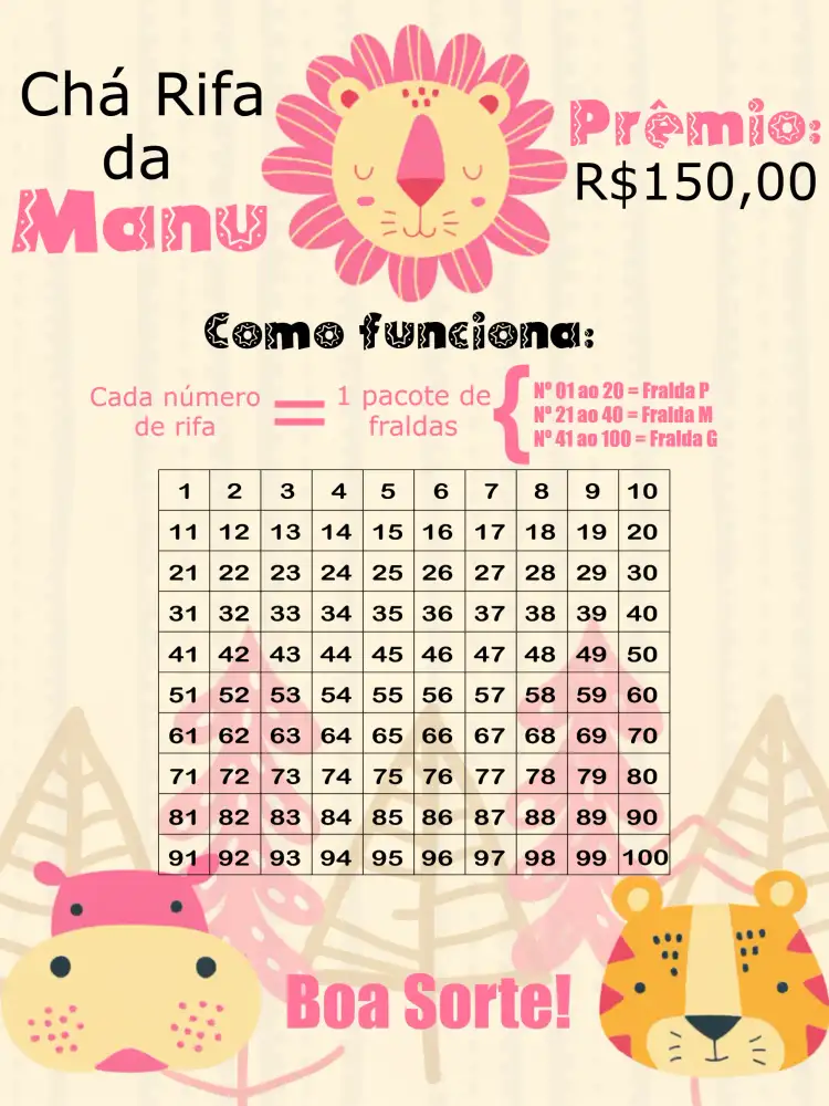 Chá Rifa Safari Rosa Bege
